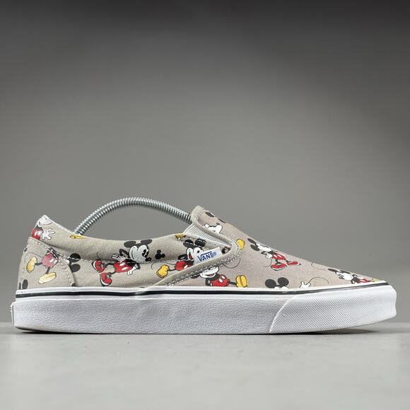 Vans x Disney Mickey Mouse Mens 10 Gray Slip On Canvas Skate Shoe Casual Sneaker - Picture 6 of 9